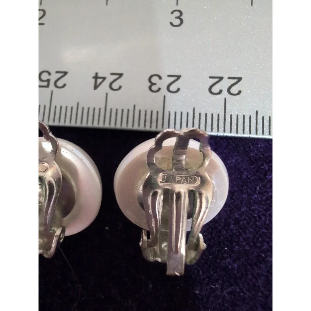 Vintage Large Pearl Clip On Earrings Marked Japan
